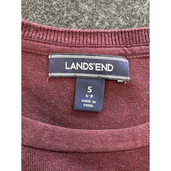 Land's End Women's Cotton Blend Maroon Short Sleeve Knit Sweater Top, Size S - Picture 2 of 6